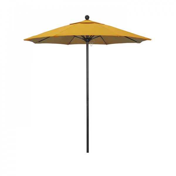 California Umbrella 7.5' Black Aluminum Market Patio Umbrella, Olefin Lemon 194061334737
